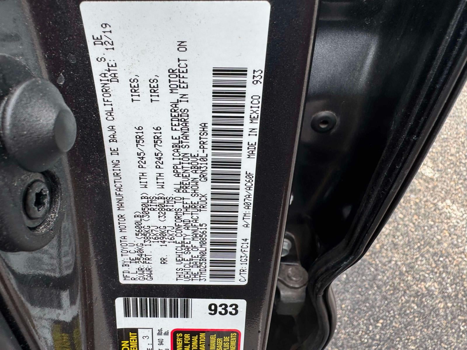 2020 Toyota Tacoma 4WD SR5 Double Cab 6' Bed V6 AT (Natl)