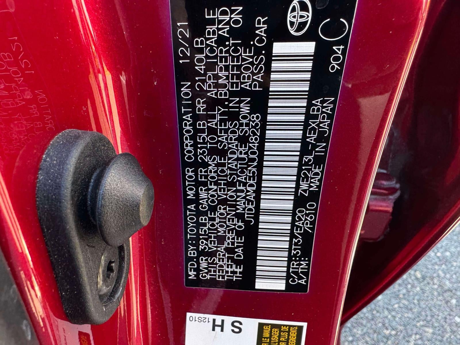 2022 Toyota Corolla Hybrid LE CVT (Natl)