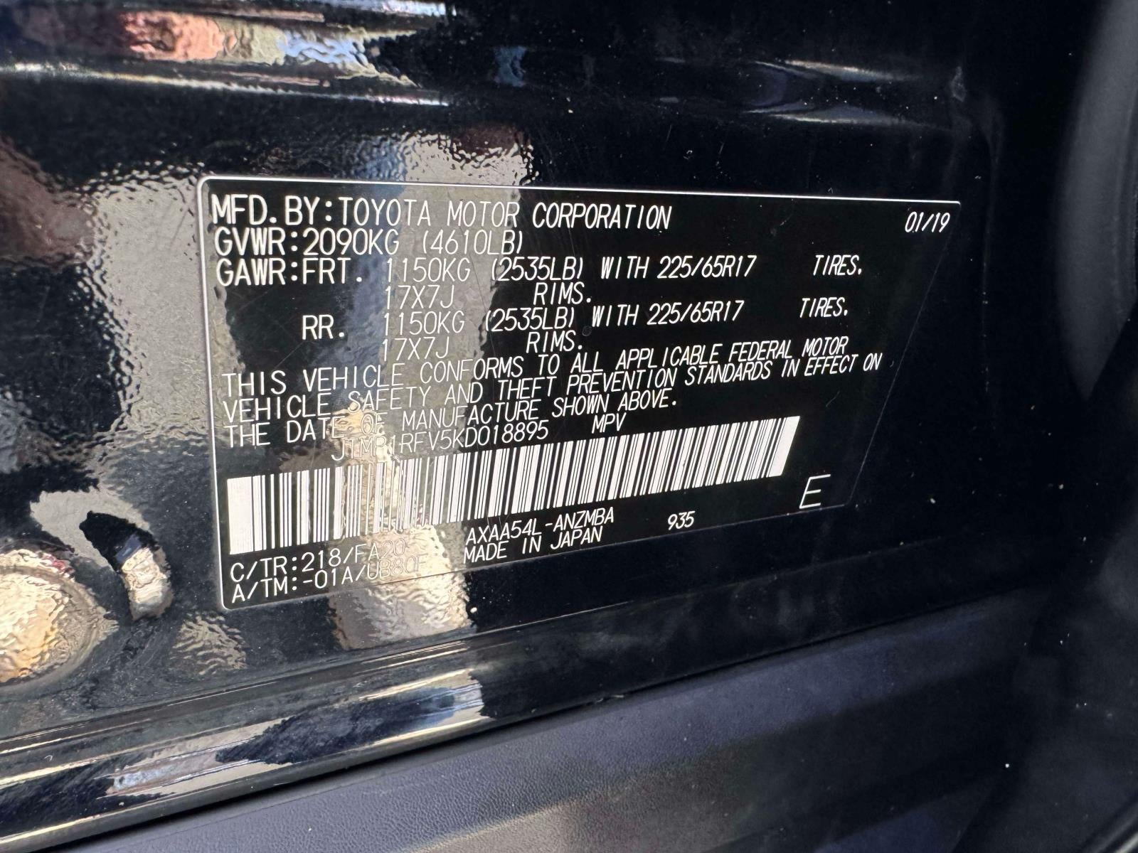 2019 Toyota RAV4 XLE AWD (Natl)