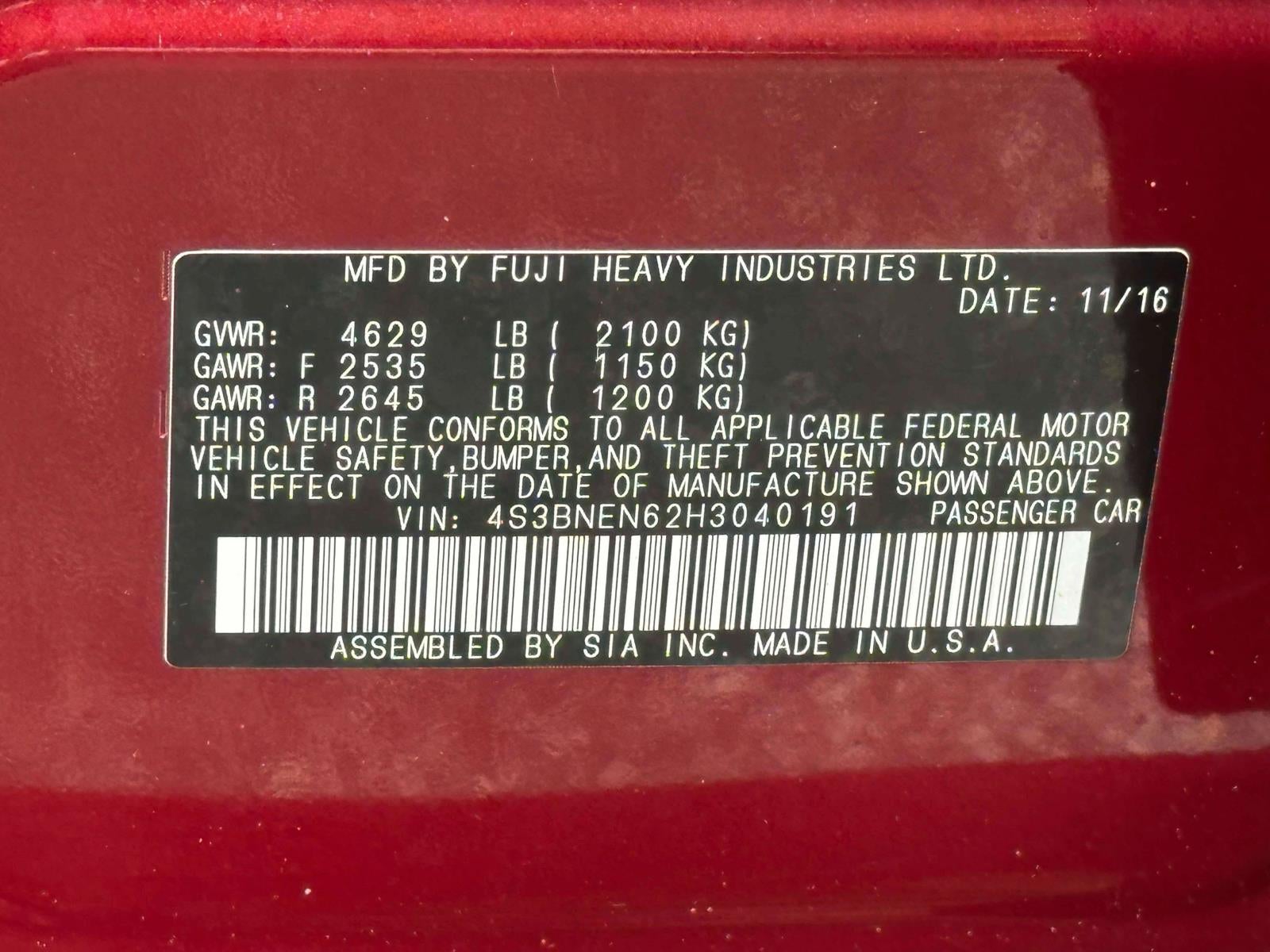 2017 Subaru Legacy 3.6R Limited
